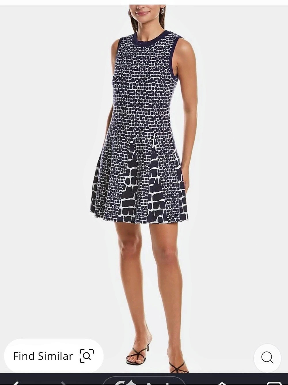 Milly Geometric Mini Dress in Blue & White